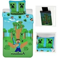 Minecraft Bettwäsche Minecraft leuchtende Wende Bettwäsche Kopfkissen Set135/140x200cm, Baumwolle, 2 teilig, Wendemotiv mit Reißverschluss