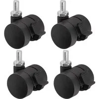 SO-TECH® Doppelrolle AACHEN Ø 35 mm Tragkraft pro Möbelrolle 40 kg, mit M8 Gewindestift und Bremse (Feststeller), 4 Stück