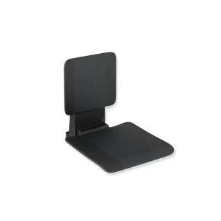 Hewi System 900 Einhängesitz 900.51.10260CV 450 x 533 x 637 mm, Edelstahl pulverbeschichtet schwarz matt, matt schwarzer Kunststoff