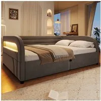 STILVORA Polsterbett 140×200 mit Matratze & hydraulischem Stauraum Plattformbett Schlafsofa (Designbett, LED, Stoffbezug, Metallrahmen, RGB-LED, Gasdruckfeder, weich gepolstert, hohe Stabilität), Für Schlafzimmer, Jugendzimmer, Gästezimmer