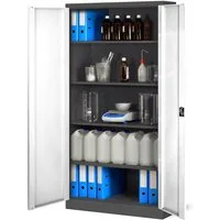 Jan Nowak Aktenschrank Metall Büroschrank abschließbar 90 cm JAN H 4 Böden Stahl (Kaltwalzstahl 0,6 mm Wandmontage möglich PZH-zertifiziert) Ordnerschrank 50 Ordner Schloss 2 Schlüssel robust 14 Farben
