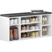 Woltu Schuhbank (1-St), Schuhregal mit Sitzbank 7 Fächern, weiß