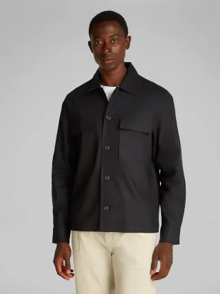 LINEN LYOCELL STRETCH OVERSHIRT ck black - Gr. - S
