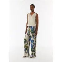 comma Chinos Hose Wide-Leg-Hose aus Satin mit All-over-Print