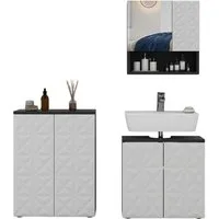 Vicco Badmöbel-Set Edge, Schwarz/Weiß, 3 Teile, (3-St., 3er Set)