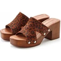 French Connection Mule, Sandale, offener Schuh, Sommerschuhe, Lederpantolette Pantolette aus Leder mit Blockabsatz und Plateausohle