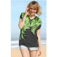Passioni T-Shirt mit Palmenblatt-Design und Punkten