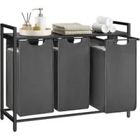VASAGLE Wäschekorb, 3 Fächer, mit Ablage, ausziehbar und abnehmbar, 3 x 38 L
