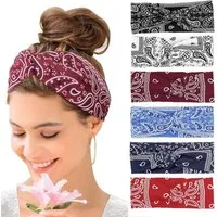 Zaewry Haargummi Haarbänder Damen Sommer Boho Stirnband Print Haarschmuck, 6-tlg.