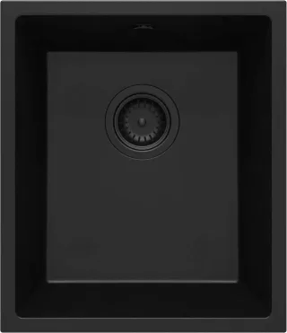 Neuesbad Unterbau Granitspüle 380X460X194 3,5'', Schwarz, mit SPACE SAVER LUX NB1DEZQAN10B1