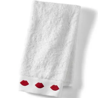 Lands' End x Lulu Guinness Lips Besticktes Handtuch, Herren,  Weiß, Baumwolle, by Lands' End
