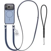 EAZY CASE Handykette Outdoor Case Thin MagSafe mit Band für Apple iPhone 17 Pro 6,3 Zoll, Hülle mit Slim MagSafe Ring und flexibler Crossbody Kette Blau