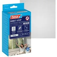 tesa Fliegengitter-Gewebe Pollenschutzgitter 2-in-1 Pollenschutz und Fliegengitter, transparent, (Packung, 1-St., Fliegennetz, Klettband), Insektenschutz mit Sonnenschutz, ohne Bohren, Anthrazit, 130x150cm