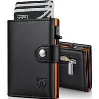 Ophy Geldbörse Herren Slim Wallet mit Münzfach & RFID-Schutz – Kartenetui, für 8–10 Karten, schwarz (Premium, exklusiv)