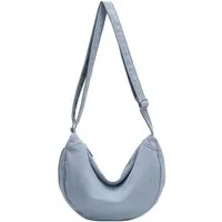 ITALYSHOP24 Schultertasche Damen Halbmond Tasche aus Cord Body Bag Umhängetasche CrossOver Urlaub, Crossbody Runde Cordtasche MOON Brust Slingtasche Freizeit Unisex Bag
