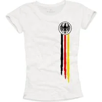 MAKAYA Kurzarmshirt Damen Trikot Deutschland Flagge EM WM T Shirt Fußball Top (Schwarz, Weiß, S, M, L, XL) aus Baumwolle