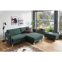 ATLANTIC home collection Ecksofa Mailo L-Form, mit Seitentaschen, Recamiere beidseitig montierbar, Massivholzfüße