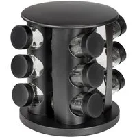 WENKO Gewürzkarussell Modell Bruna, (Set, 13-tlg), 360° drehbares Gewürzregal mit 12 Gewürzgläsern und Stickern