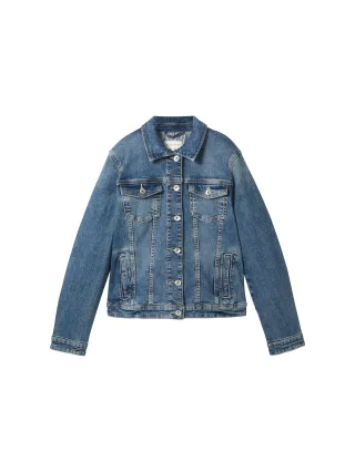 Tom Tailor - Jeansjacke mit recycelter Baumwolle used dark stone blue denim - Gr. - M