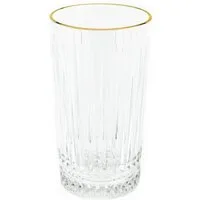 Almina Glas Elisa Trinkgläser-Set 6-teilig mit Goldumrandung Riffle Design 300 ml, 6-tlg.