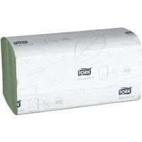 TORK Papierhandtuch 3.750 Zickzack-Handtücher Papierhandtuch Advanced 2-lagig - grün, 2-lagig, Nassfest, Lorbeerblatt-Design