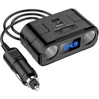 Bolwins L12C 12V /24V Zigarettenanzünder Auto Ladegerät mit 2x USB 2x Typ-C PD KFZ-Netzteil (Schnellladefunktion Gleichzeitiges Laden mehrerer Geräte)