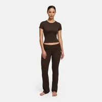 cfab Loungehose Cotton Flared Bootcut Leggings-Brown Dark-XS (1-tlg)