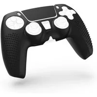 Hama Konsolen-Tasche Silikon Grip Skin Schwarz für Sony PS5 Controller, Schutz-Hülle Cover Case Gel Anti Rutsch Ergonomisch Schutz Pad Folie