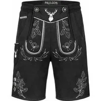 PAULGOS Trachtenhose Herren Jogginghose Design Lederhose Kurz Sweathose Bermuda Shorts JOK5