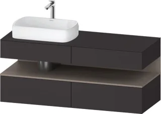 Duravit Qatego Konsolenwaschtischunterbau wandhängend Graphit Supermatt 1400x550x600 mm - QA47650438 QA4765043800010