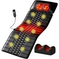 Luckice Massagegerät Massagekissen mit Ganzkörpermassage, Heizfunktion 3 Stufen, 9 Vibrationsmodi, Timer einstellbar, PU-Kunstleder tragbar für Zuhause Büro Auto