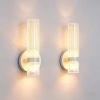 BlingBin LED Wandleuchte 6W Acryl Wandbeleuchtung Moderne Wandlampe Innen LED 600lm, Memory Funktion, LED fest integriert, Warmweiß, Kaltweiß, Neutralweiß, mit Geriffeltes Klarglas für Wohnzimmer, Flur und Treppen