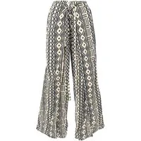 Guru-Shop Relaxhose Palazzohose mit African Print, offene Boho.. alternative Bekleidung