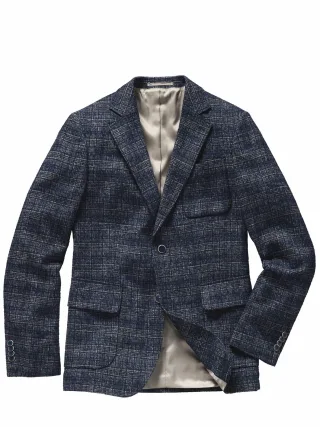 Mey & Edlich Herren Charakterkaro-Sakko Blau 50 % Viskose, 28 % Wolle, 8 % Polyester, 8 % Polyamid, 6 % Leinen