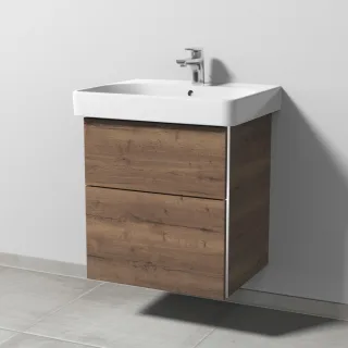 Sanipa 3way Waschtischunterbau zu Geberit Smyle Square Waschtisch mit 2 Auszügen, Eiche-Tabak BR67050