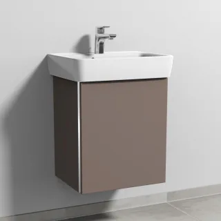 Sanipa 3way Waschtischunterbau zu Geberit Renova Plan Waschtisch mit 1 Tür, Taupe-Matt BP8731T