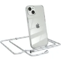 EAZY CASE Handykette Hülle mit Kette für Apple iPhone 14 Plus 6,7 Zoll, Hülle Smartphonekette für Unterwegs Festivalhülle Transparent Weiß