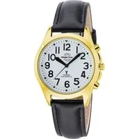 MASTER TIME Funkuhr Sprechende Funkuhr MTLA-10942-12L, Quarzuhr, Armbanduhr, Damenuhr, Lederarmband, analog
