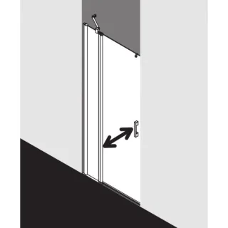 Kermi Pega Pendeltür 1-flügelig mit Festfeld PE1FL08018VAK 80x185cm, silber hochglanz, ESG klar, links