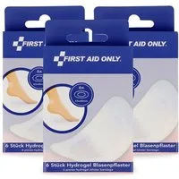 FIRST AID ONLY® Blasenpflaster Hydrogel 6 Stück (3er-Set), Pflaster 43 x 68 mm, transparent (Vorteilspack, 18 St), schützt, kühlt und fördert die Heilung