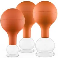 pulox Vakuum-Massager Schröpfgläser Set aus Echtglas 3 Stück klein Braun