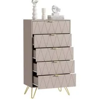 UEV Kommode mit Schubladen, Komodenschrank Schmal Beistellschrank (Mehrzweckschrank für Wohnzimmer Schlafzimmer Büro Flur, Sideboard mit Schubladen), 60x34x110cm, Schubladenschrank, Aufbewahrungsschrank, mit Kisppschutz