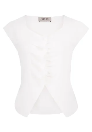 CARTOON - Kurzarmshirt mit Raffung weiß - Gr. - 42