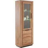 Lomadox Vitrine GIUSTINO-06 Eiche teilmassiv geölt, Massivholzfronten, LED-Beleuchtung