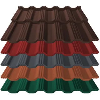 Pfannenblech Germania Simetric | 0,50 mm | Stahl | Modullänge 350 mm | 25 µm ThyssenKrupp Polyester