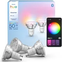 Philips Hue LED-Leuchtmittel Essential White & Color Ambiance smarte Lampe, GU10, 3 St., Farbwechsler, 3er Set, dimmbar, RGB, warmweiß - kaltweiß, 806 Lumen, 2200 - 6500 K