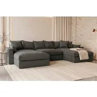 OTTO home Wohnlandschaft Cosy Lounge U-Form, Breite 385 cm, Mega-Sofa mit Cordstoff bezogen, mit Federkern & 5 Zierkissen