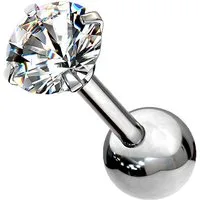 Taffstyle Piercing-Set Tragus Chirurgenstahl mit runden Zirkonia Silber 1,2mm x 8mm x 2mm (Knorpel Tragus Conch Orbital Ohrring Piercing Ohrpiercing), Helix Knorpel Stecker Rook Lobe Daith Ohrpiercing Cartilage Ohr Snug