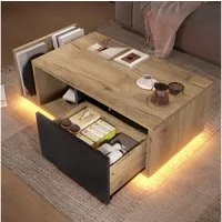 OKWISH Couchtisch Beistelltisch Sofatisch (dimmbare Lichtatmosphäre, als Raumteiler und Beistelltisch verwendbar), Multifunktionales Retro-Sideboard