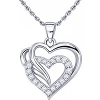 Limana Herzkette Doppelherz Schmuck Damen 925 Silber Kette mit Anhänger - Geschenk (für Frau Freundin Mama, inkl. Schmuckdose), Geburtstag Jahrestag Hochzeitstag Valentinstag Weihnachten